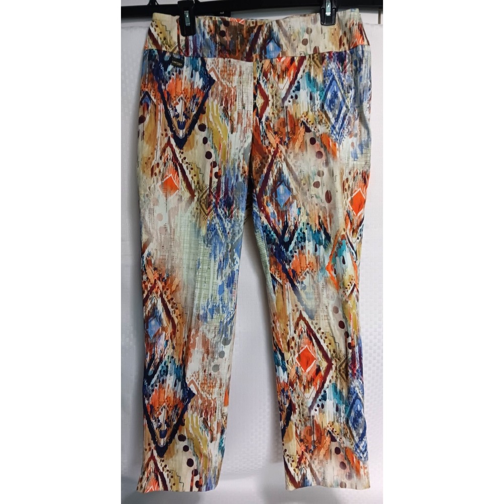 Lisette L Montreal Size 8 Crop Pants Geo Tribal Boho Tummy Panel Side Zip
